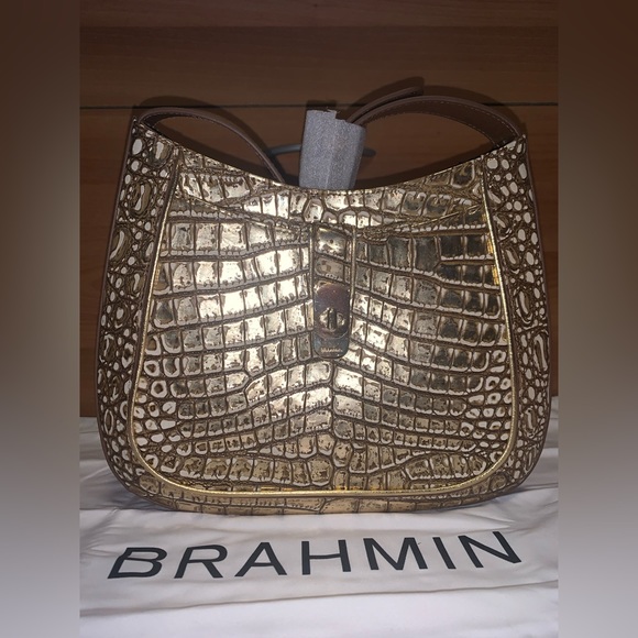 NWT BRAHMIN Small Johanna Shoulder Bag Nutmeg Opulust GOLD One-of-a-Kind - Picture 2 of 12